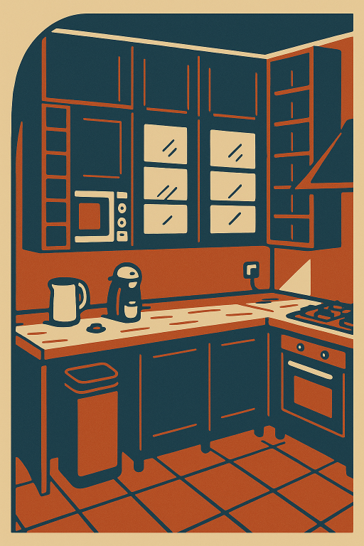 A drawing of a custom kitchen installation completed by Tall Joiner.