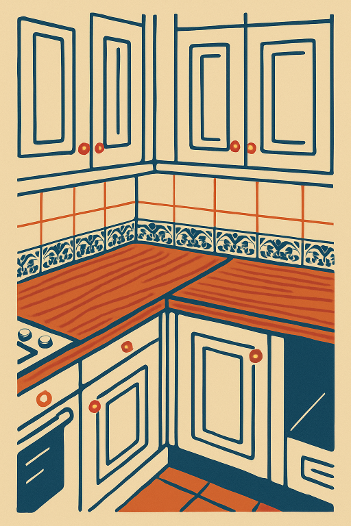 A drawing of a kitchen countertop where finite worktop joinery was performed by Tall Joiner.